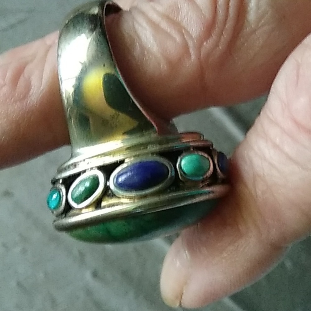 Large stone turquoise and silver vintage ring,no major issues size 8 - Picture 3 of 4